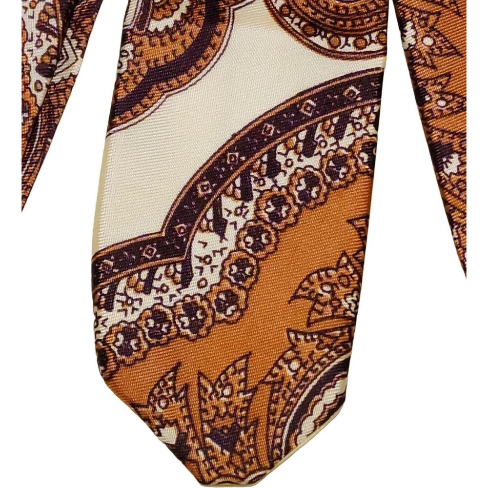 #7709 Handmade By Kathy Brown Floral Paisley Mens Necktie, Tie